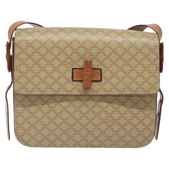 CELINE Macadam Canvas Shoulder Bag PVC Beige Auth 126270 - Picture 1 of 16